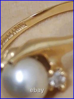 14k yellow gold Natural Pearl & Diamond Ring Earring Set Designer Signed LEVBRO 14k yellow gold Natural Pearl & Diamond Ring Earring Set Designer Signed LEVBRO