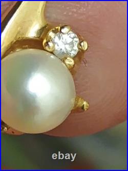 14k yellow gold Natural Pearl & Diamond Ring Earring Set Designer Signed LEVBRO 14k yellow gold Natural Pearl & Diamond Ring Earring Set Designer Signed LEVBRO