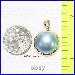 14kt Solid Yellow Gold Bezel Setting a 14mm Blue Mabe Pearl Pendant TPJ
