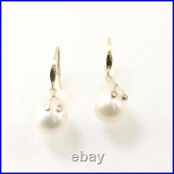 14kt Solid Yellow Gold Diamond White Pearl Earrings & Pendant Set TPJ