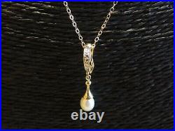 14kt Two Tone Gold Pearl Set Enhancer with 14kt Yel Chain 16