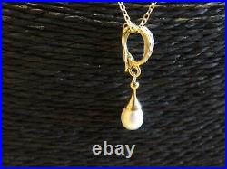 14kt Two Tone Gold Pearl Set Enhancer with 14kt Yel Chain 16