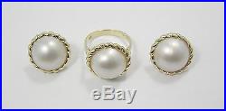 14kt Yellow Gold Mabe Pearl Ring and Earring Set