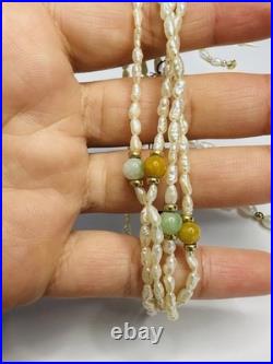 14kt pearls necklace, bracelet and earrings set