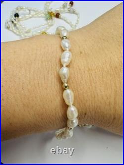 14kt pearls necklace, bracelet and earrings set