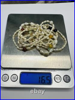 14kt pearls necklace, bracelet and earrings set