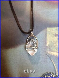 15 Ct. Vintage Herkimer Diamond Natural Crystal 10k Gold Setting Pendant Drop