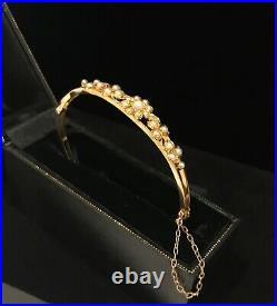 15ct Gold Antique Victorian Gold Bangle set with Seed Pearls 9.08 grams