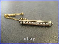 15ct yellow gold brooch set with seed pearls