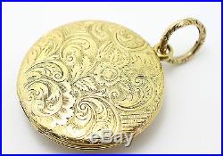 15ct yellow gold round engraved locket ruby & pearl set Early 19th century