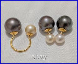 15mm South Sea With Akoya Pearls 14k Solid Gold Earrings And Ring Set Customized