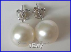 16 Inch AAAA+ 8-9mm White Pearl Necklace Bracelet Earrings Set 14k W Gold Clasp