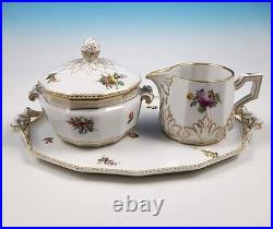 16-Pc Nymphenburg #982 Perl Pearl Gold Demitasse Coffee Pot Set Dresden Flowers