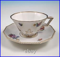 16-Pc Nymphenburg #982 Perl Pearl Gold Demitasse Coffee Pot Set Dresden Flowers
