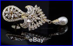 17.10ct Natural Diamond Beautiful Necklace Set Pearl 14K Gold 70.60gms Hallmark