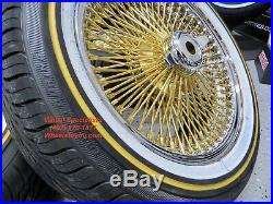 17 Inch Gold Chrome Cadillac Buick Chevy Spoke Wire Wheels Vogue Tires New Set 4