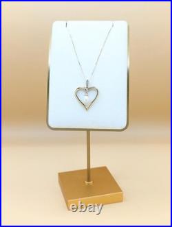 18 14K Solid Yellow Gold 3.3g Open Heart Pearl Pendant Box Chain Necklace Set 18 14K Solid Yellow Gold 3.3g Open Heart Pearl Pendant Box Chain Necklace Set