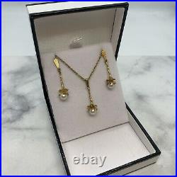 18 9ct Gold Prince of Wales Chain Pearl earrings Pendant set weight 5.56 Grams