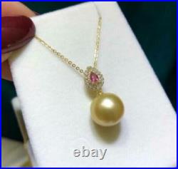 18 AAA+ 10-11mm natural Gold South Sea Round pearl necklace Earring set S925