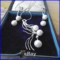 18 Ct White Gold Pearl Set Earrings/chain/pendant Heavy 18 G