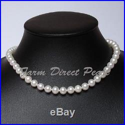 18 Inch AAAA+ 7-8mm White Pearl Necklace Bracelet Earrings Set 14k W Gold Clasp