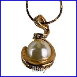 18K RGP Gold Filled Women Gold Tone Faux Pearl Necklace & Earrings Jewelry Set