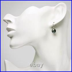 18K White Gold Set Flawless Teardrop Green Tahitian Pearl Earrings and Pendant