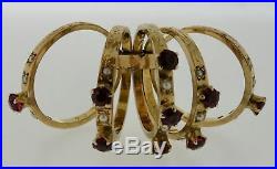 18K Yellow Gold Rhodolite Garnet & Seed Pearl Stackable Ring Set