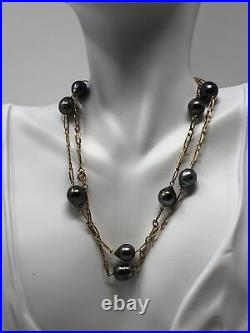 18K Yellow Gold Tahitian Pearl Jewelry Set (Necklace, Ring & Earrings)