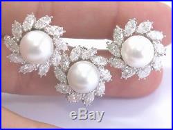 18Kt South Sea Pearls & Diamond White Gold Jewelry Set 11.4mm 7.50Ct