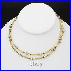 18k Gold Akoya Pearl Necklace Strand 32 Inch Beautiful Gold Settings #e4964-2