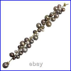 18k Gold Multi Color Tahitian Pearl & Briolette Necklace Bracelet Earrings Set