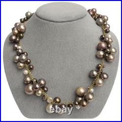 18k Gold Multi Color Tahitian Pearl & Briolette Necklace Bracelet Earrings Set