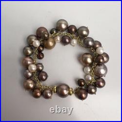 18k Gold Multi Color Tahitian Pearl & Briolette Necklace Bracelet Earrings Set