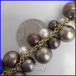 18k Gold Multi Color Tahitian Pearl & Briolette Necklace Bracelet Earrings Set