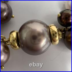 18k Gold Multi Color Tahitian Pearl & Briolette Necklace Bracelet Earrings Set