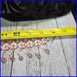 18k Gold Plated Jester Inspired Pink/Cream Pearl Necklace Earring Bracelet Set