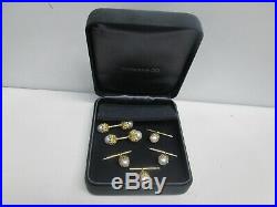 18k Gold Tiffany & Co. Schlumberger Cufflink & Pearls Collar Set With Box