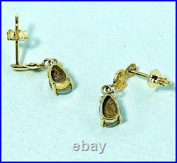 18k Natural Australian Boulder Opal Drop Earrings 750 yellow gold claw setting