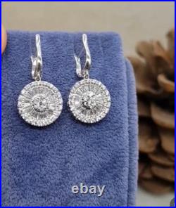 18k White Gold Dangle Drop Earrings And Pendant Set