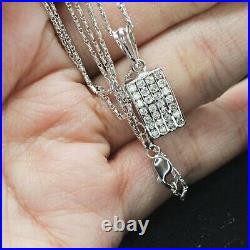 18k White Gold Round Cut Diamond Channel Setting Necklace 0.28ctw
