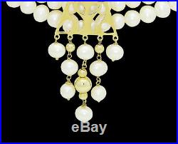 18k Yellow Gold & Pearl Necklace Earrings & Bracelet Set S17