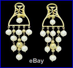 18k Yellow Gold & Pearl Necklace Earrings & Bracelet Set S17
