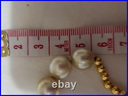 18k Yellow Gold Pearl Necklace, Ring And Earring Set