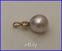 18k solid yellow gold pendant set with Pearl & diamond 2.20g