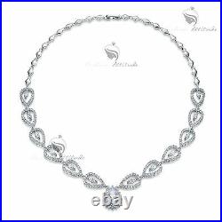 18k white gold plated crystal stud earrings necklace bracelet party wedding set