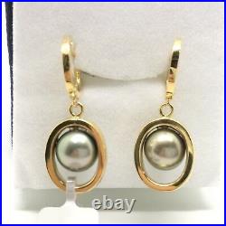 18k yellow gold earrings and pendant natural diamond and pearl set