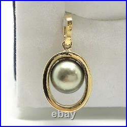 18k yellow gold earrings and pendant natural diamond and pearl set