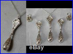 18kt White Gold Detachable Diamond PENDANT & EARRINGS with 5 Sets of Charms
