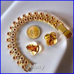 1960s MOD Chic Mother of Pearl Disc Bracelet & Earrings Set EUC